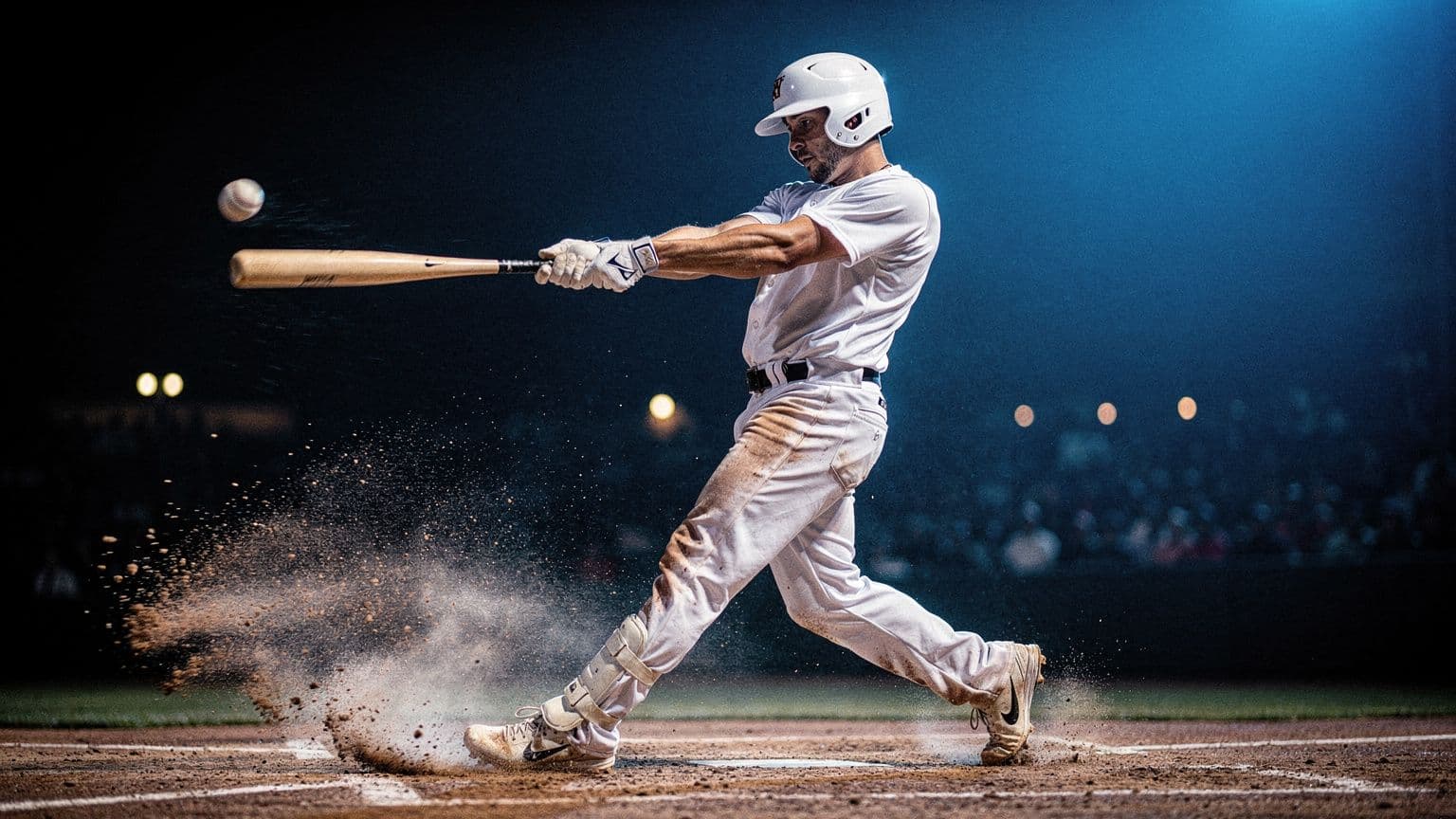 A batter connecting with a pitch