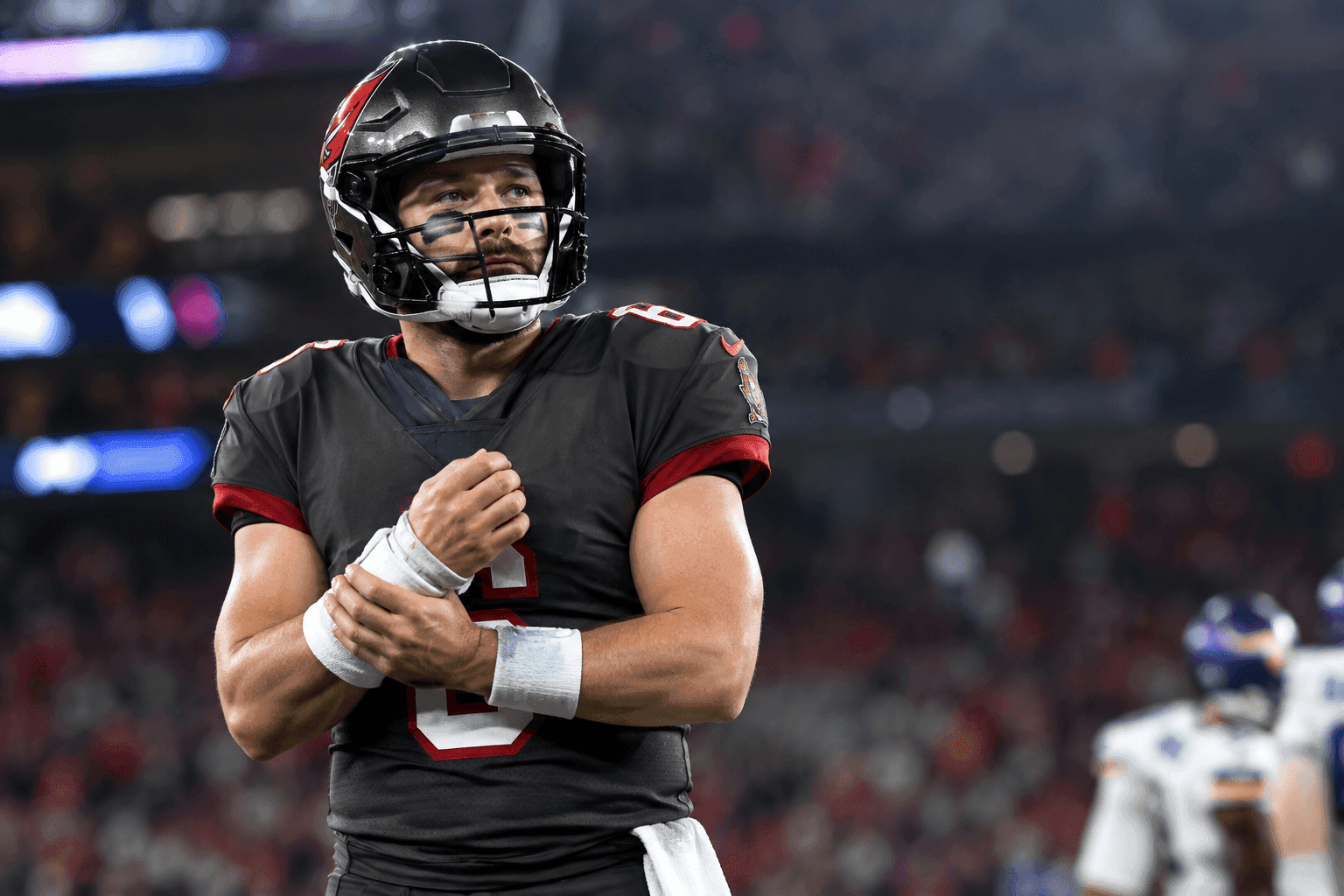 Editorial sports image for Baker Mayfield Dislocates Throwing Thumb in Bucs' Loss to Vikings