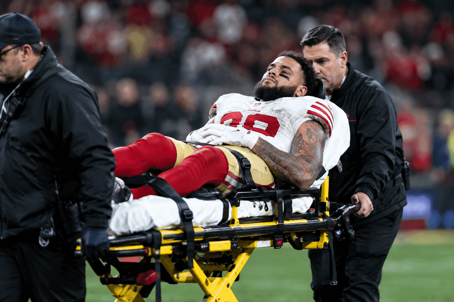 Editorial sports image for Mike Evans Carted Off as 49ers' Injury Gamble Backfires