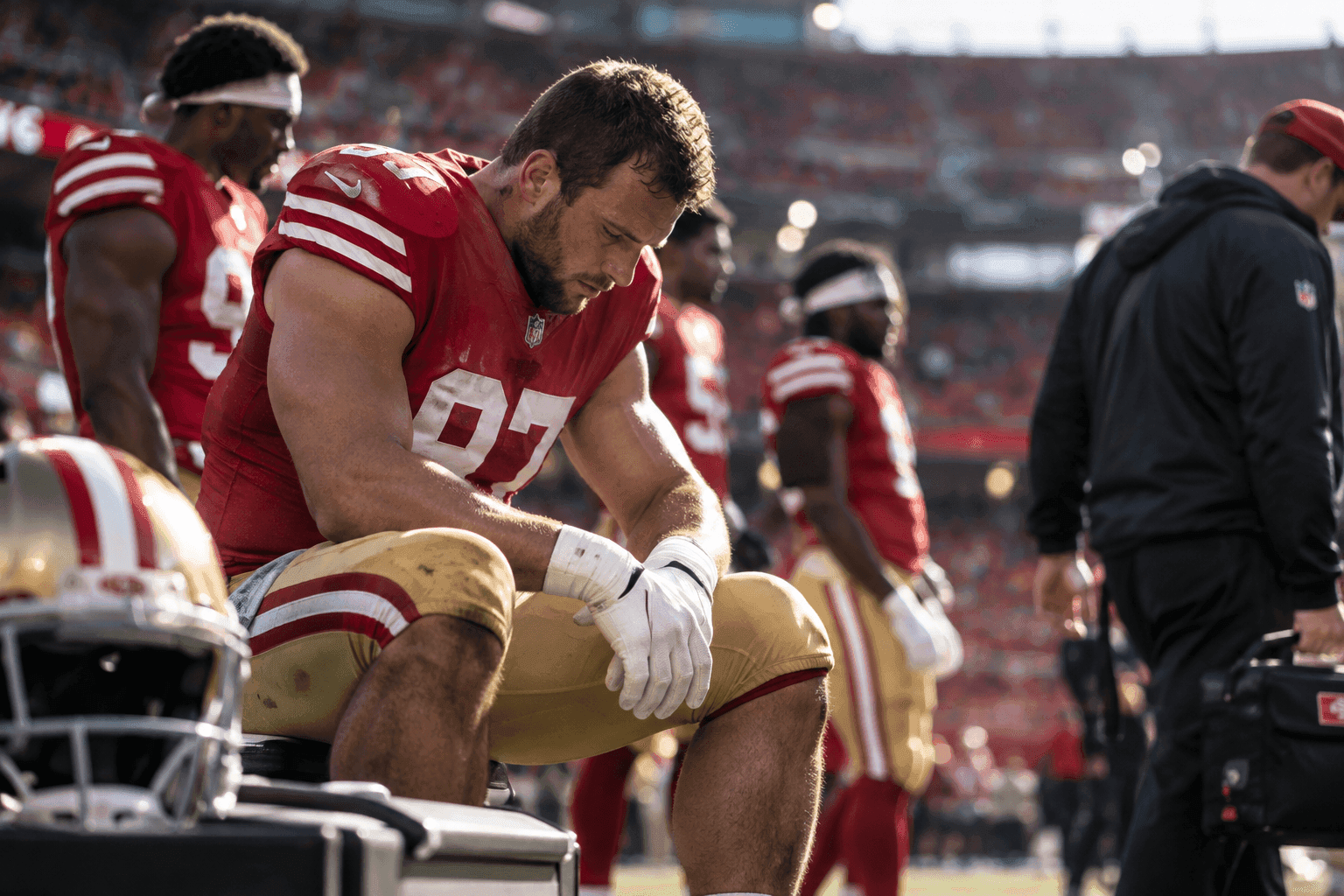 Editorial sports image for The 49ers Defensive Line Has Turned Into a Triage Center
