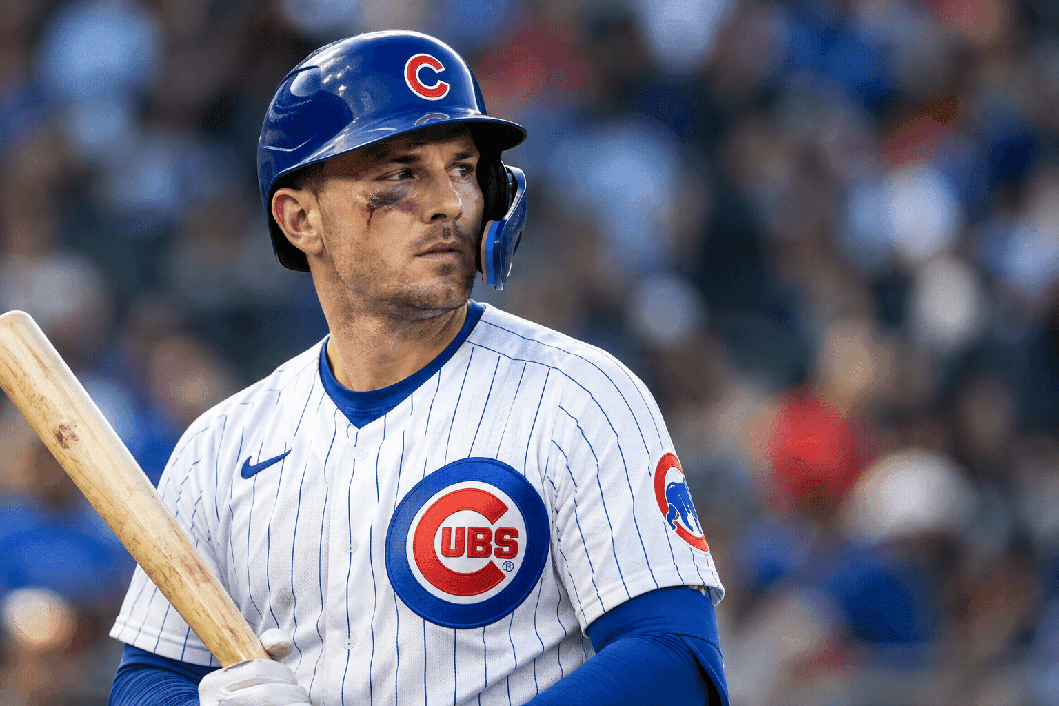 Editorial sports image for Alex Bregman Returns to Cubs Lineup Days After Fracturing Face