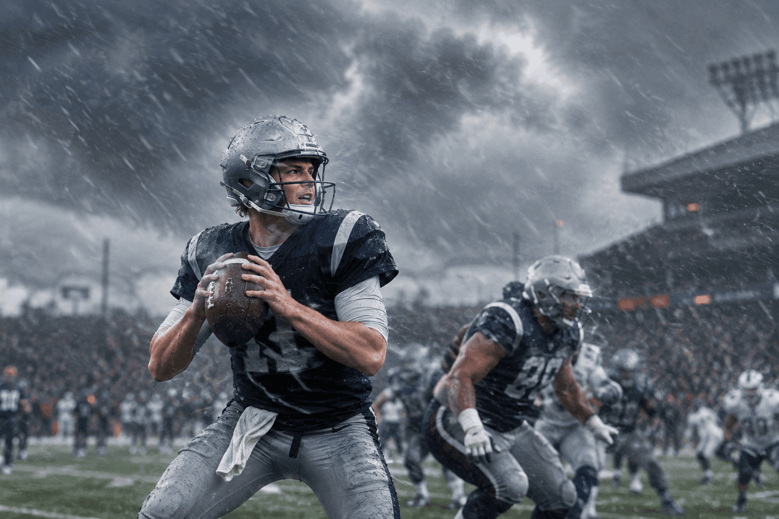 Editorial sports image for Boston's 46 MPH Wind Gusts Are Turning Football Into a Survival Simulator