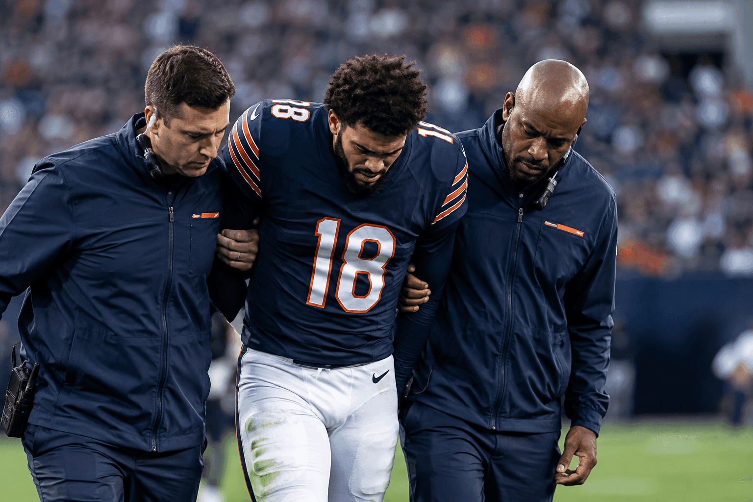 Editorial sports image for Caleb Williams Goes Down in Week 2, and Bears Fans Are Already Staring at the Abyss